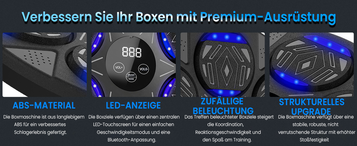Bluetooth Music Boxing Machine with LED Lights - Wall Mounted Punching Bag with Boxing Gloves & 7 Modes