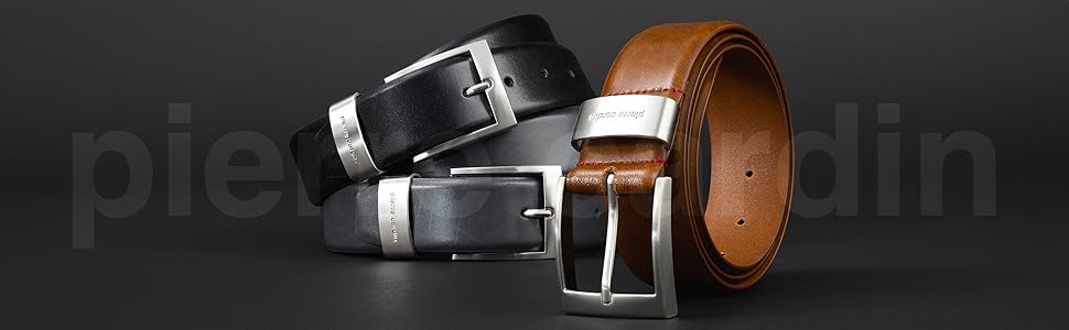 Чоловічий шкіряний ремінь Pierre Cardin, 40 мм, чорний, повна шкіра, розмір 105