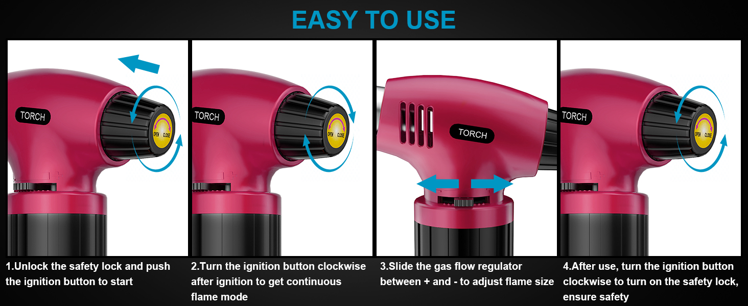 Нагрівач для крем-брюле, перезавантажуваний, рожево-чорний. Міні-нагрівач з безпечним закриттям та регульованим полум'ям для десертів, крем-брюле, барбекю. (Бутан не входить до комплекту)