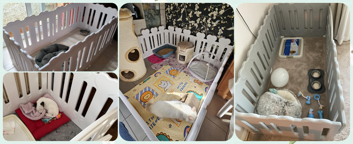 Забіг для цуценят MAMIZO 60 см, вольєр для собак з 7+1 пластикових панелей, сірий. Забіг для собак вдома та на вулиці, з тор, включаючи присоски та ґрунтові анкери.