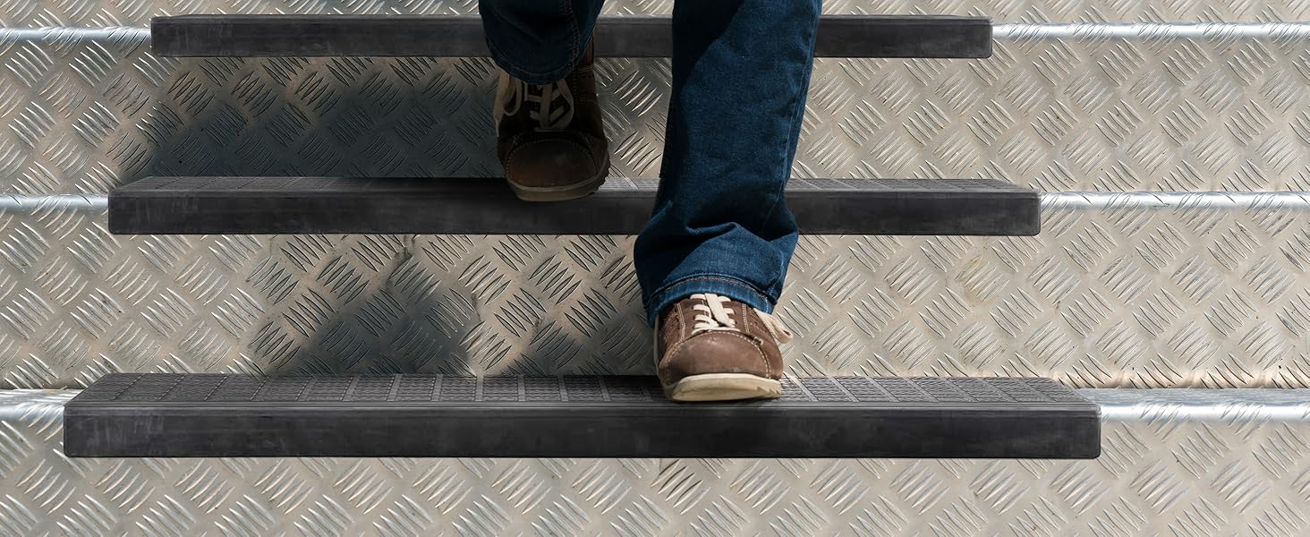 Гумові килимки на сходи KARAT - набір 5 шт. Антиковзкі, для вулиці, 30x120 см