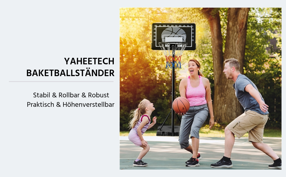 Yaheetech Adjustable Height Basketball Stand with Wheels - Portable Basketball System with Fillable Base - Indoor/Outdoor Basketball Hoop (249cm)