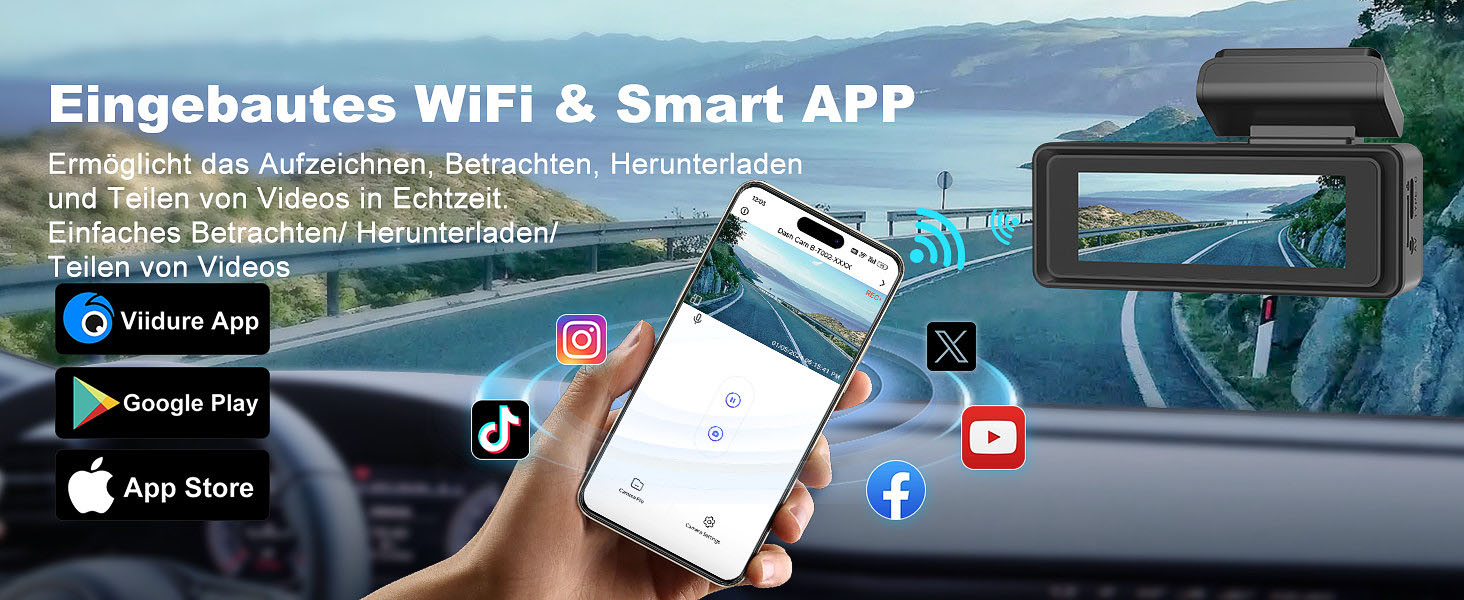 Відеореєстратор CHORTAU 4K+1080P з двома камерами, WiFi, LCD 2.99