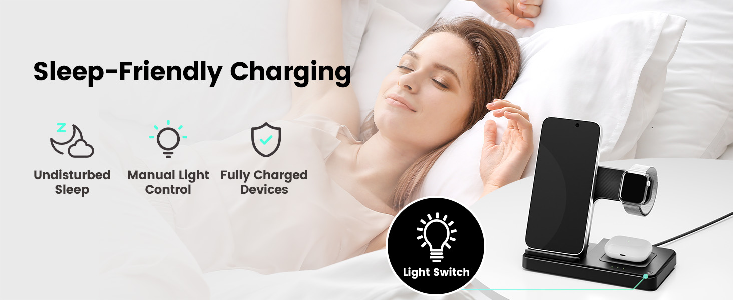 Бездротова зарядка 3-в-1 для Apple iPhone, Apple Watch, AirPods - компактна, для дому, офісу, подорожей