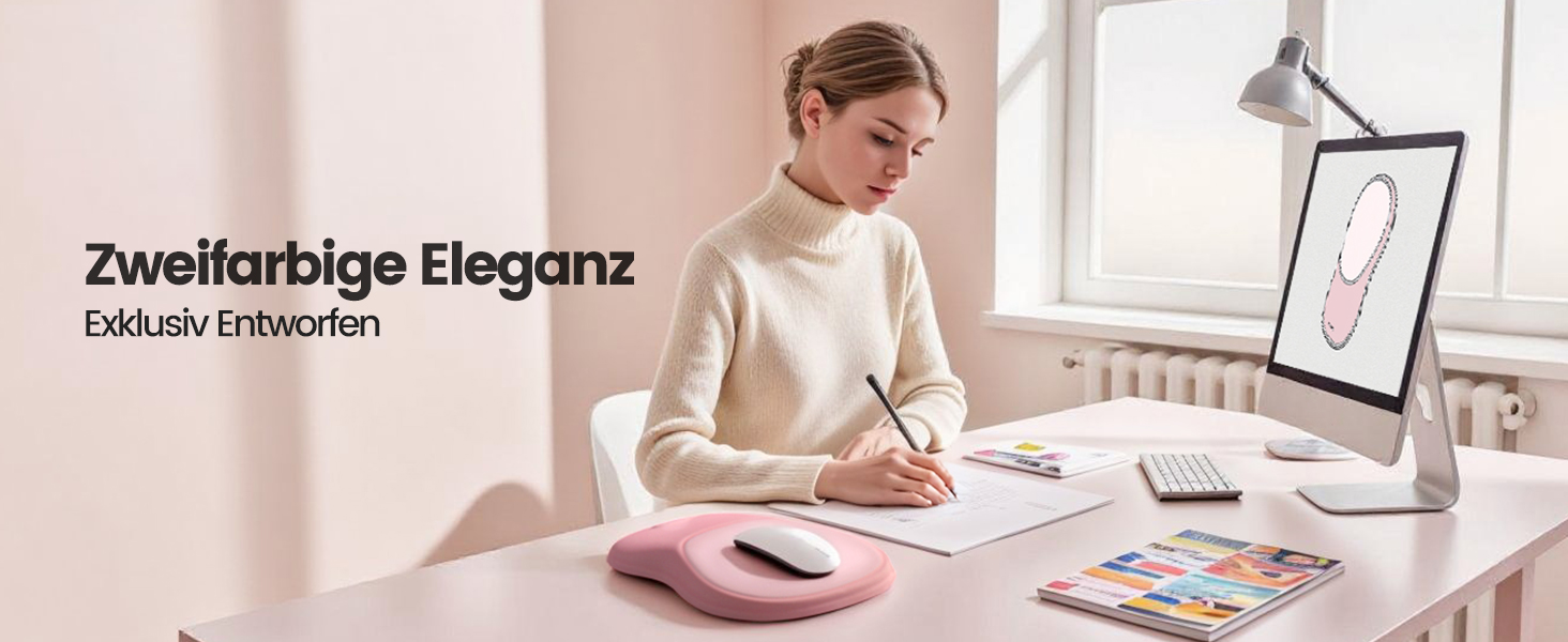 Підставка для зап'ястя Meatanty Ergonomische Handgelenkauflage – М'яка підставка з Memory Foam для клавіатури та миші, антиковзка, для офісу, дому та геймінгу (Світло-рожевий)