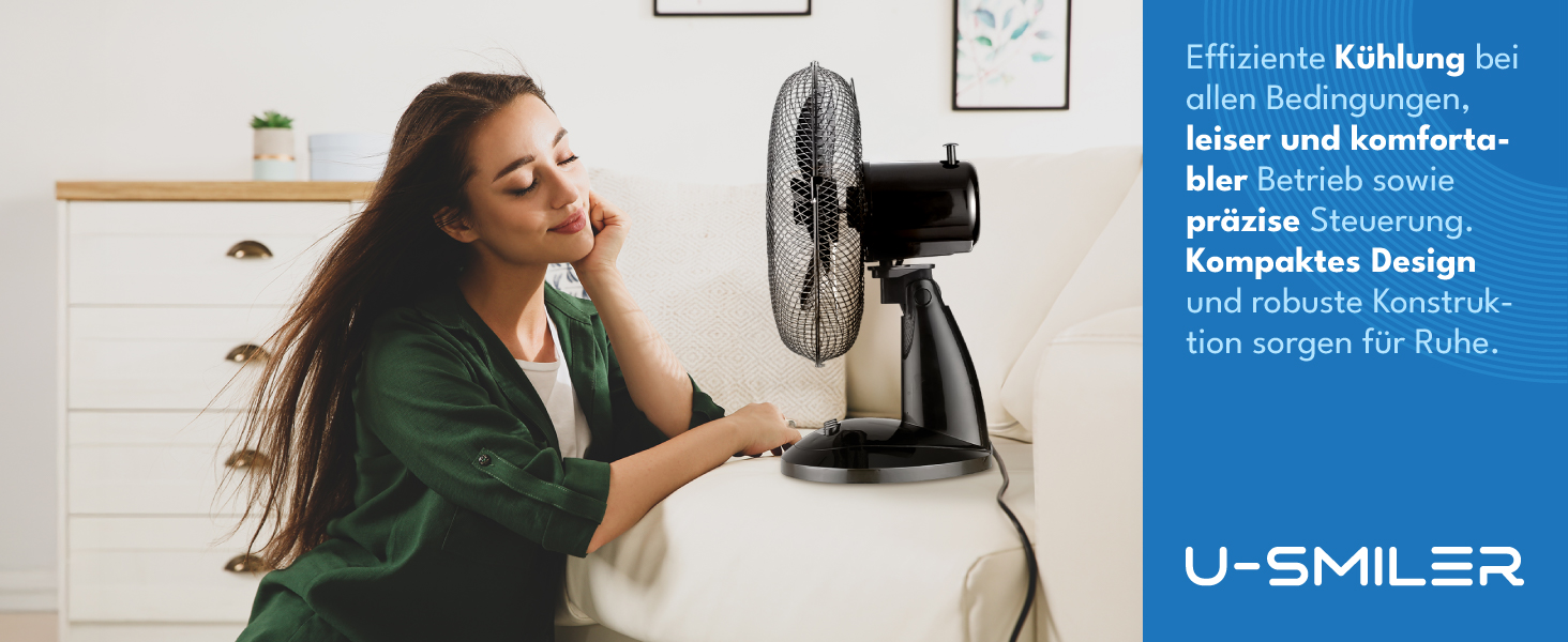 Настільний вентилятор тихий 20W, діаметр 28 см, з осциляцією, 2 швидкості, регульована висота, для спальні/офісу, підлоговий, альтернатива кондиціонеру