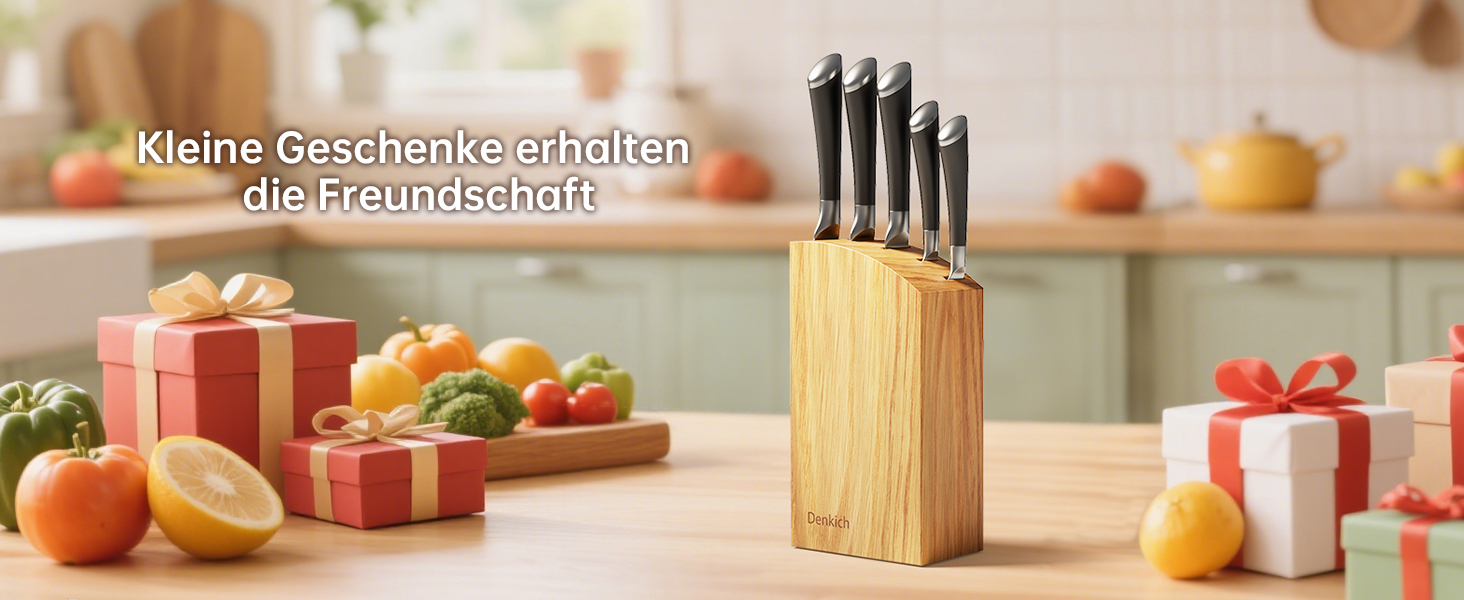 Набір кухонних ножів Messerblock Set, 7 предметів: професійний набір ножів з бруском, німецькі леза з високоякісної нержавіючої сталі, ергономічні ручки, для дому