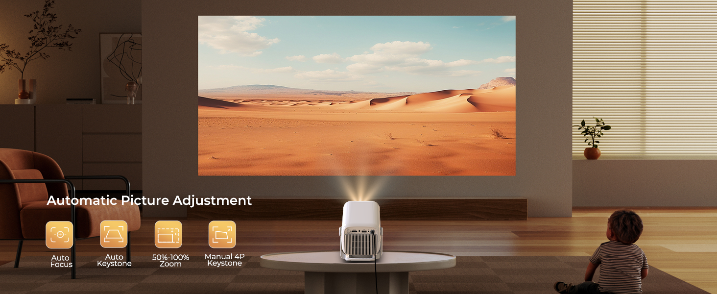 Портативний проєктор LYNCAST N300: 4K, Android 13, WiFi 6, Bluetooth 5.4, сумісний з Netflix, iOS, USB, HDMI