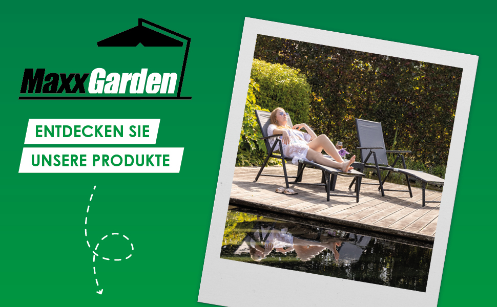Складаний алюмінієвий садовий стілець MaxxGarden, 2 шт, чорний, з високою спинкою, регульований, для саду та балкона, 56x56x110 см