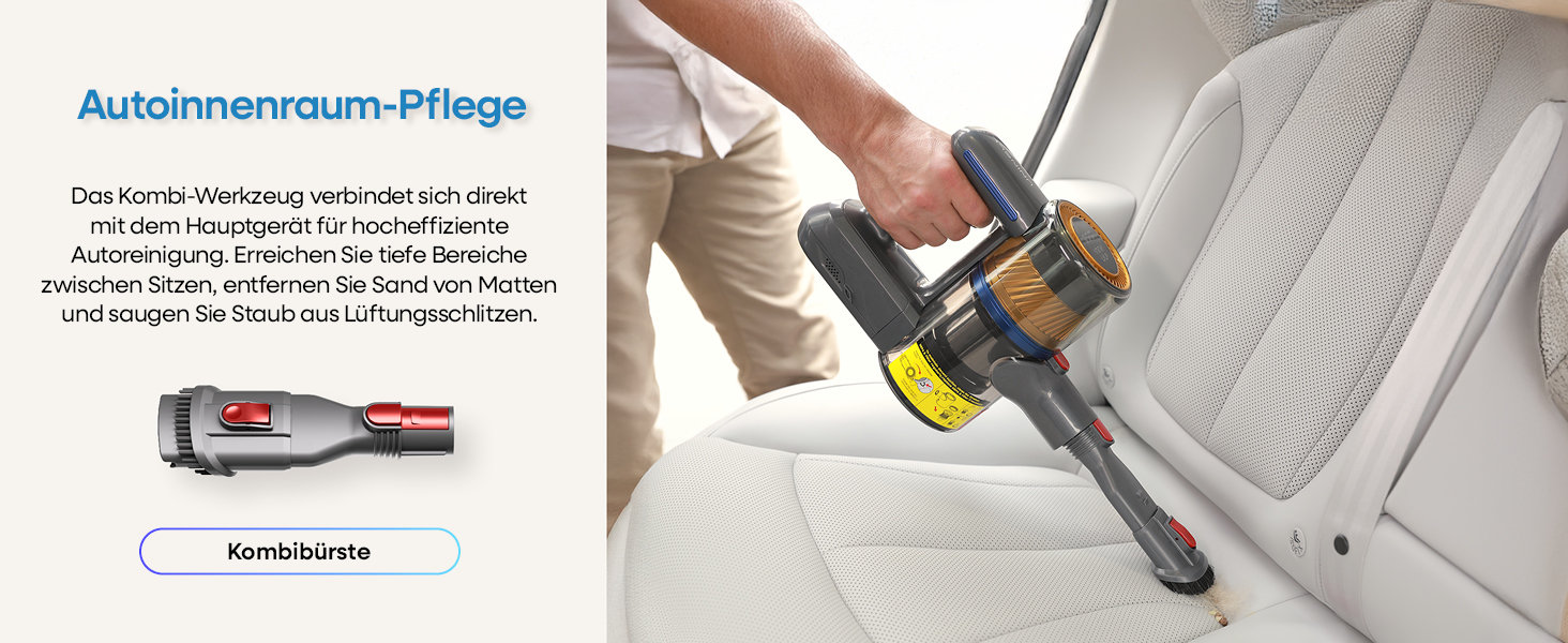 UNINELL HOME Бездротовий акумуляторний пилосос 45000Pa/450W/60Min з LED-дисплеєм, антизаплутана щітка, тихий, для килима, твердих поверхонь та шерсті тварин, блакитний