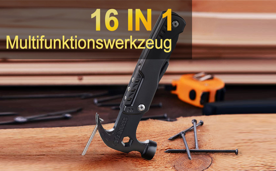 Мультитул 16 в 1 для чоловіків: подарунок на День батька, на ювілей, для кемпінгу (чорний)