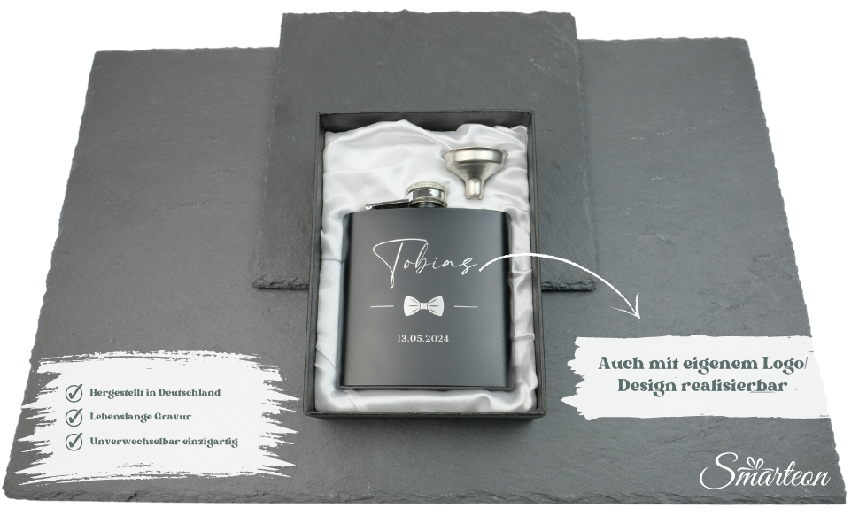 Набір фляг з гравіюванням - персоналізований з іменем - ідеальний подарунок на весілля та для чоловіків - нержавіюча сталь (Дизайн 8)