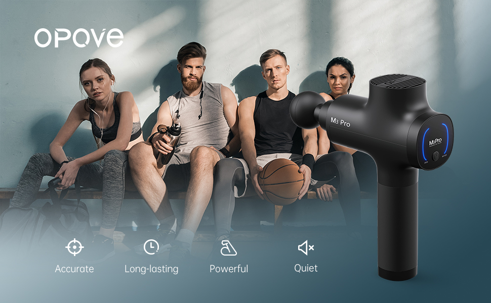 Масажер OPOVE M3 Pro 2 - професійний масажний пістолет з LED-дисплеєм, 2500 обертів/хв, для зняття м'язового болю, колір: чорний