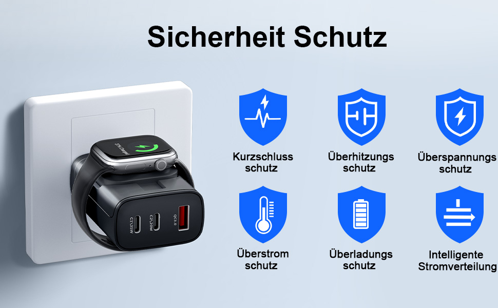 Зарядний пристрій 4-в-1 для Apple Watch та iPhone: 40W USB-C, швидка зарядка PD, сумісний з Apple Watch 10/9/8/7/6/Ultra/SE, iPhone 17/16/15 Pro Max, iPad, AirPods (білий)