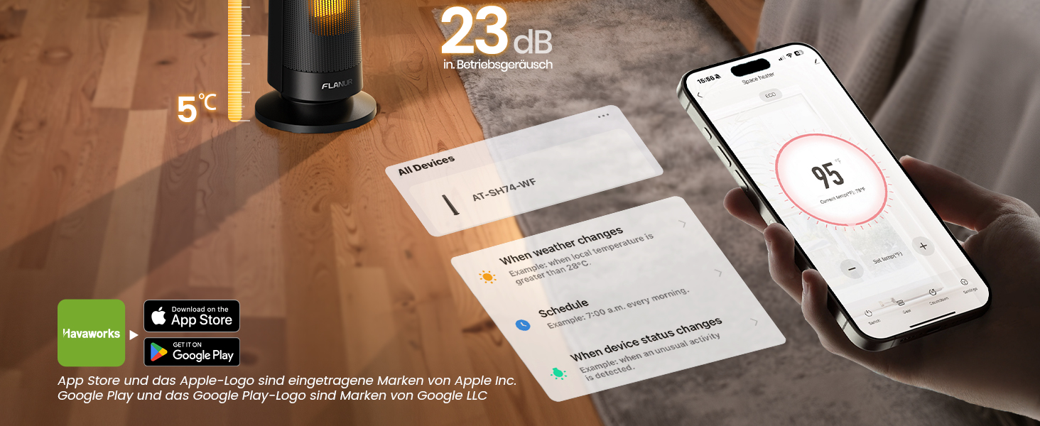 Електричний обігрівач PTC 2000W з керамічним нагрівачем, тихий, з термостатом та пультом керування, ECO режим, 70° осциляція, 12h таймер, захист від перегріву та перекидання, чорний, 1 шт.