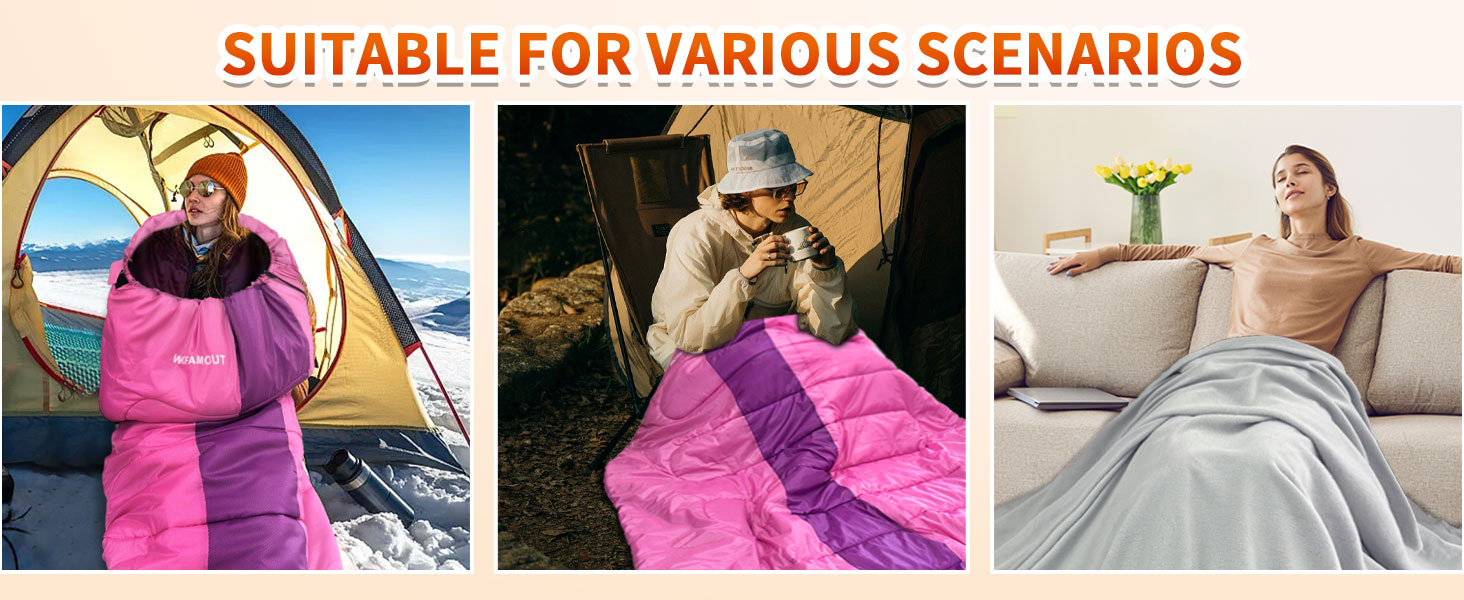 Спальний мішок Outdoor для дорослих, зимовий, 3-4 сезони, водонепроникний, комфортна температура 0°C, рожевий, 220x85 см, з компресійним мішком
