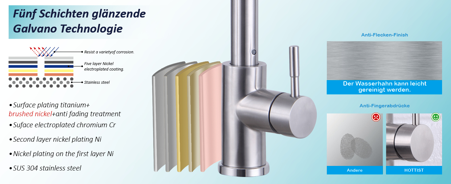 Чорний кухонний змішувач з висувною лійкою, високий поворотний вигин, 2 режими розпилення, нержавіюча сталь, шорстка поверхня