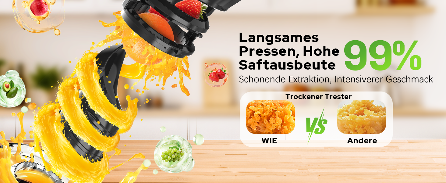Шнекова соковижималка WIE 135мм Slow Juicer для цілих овочів та фруктів, ємність 2.6л