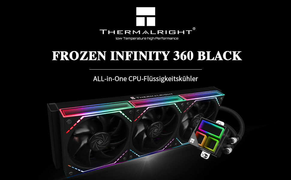 Система водяного охолодження CPU Thermalright Frozen Infinity 360 BLACK з трьома вентиляторами PWM (2000 об/хв) для AM4/AM5/Intel LGA115X/2011/1700/1851