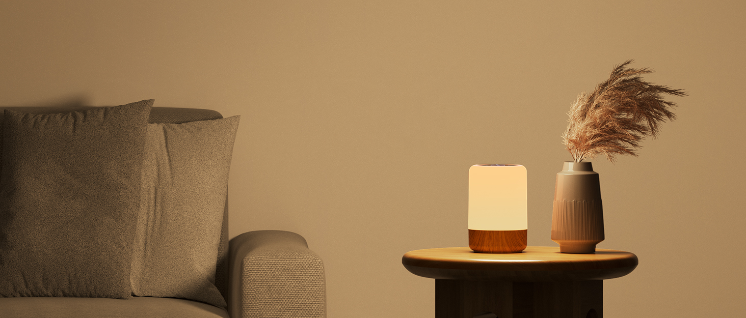 LED-лампа на тумбочку з сенсорним керуванням, диммуванням, живленням від акумулятора, 8 кольорів та 3 режими, з таймером для спальні/вітальні, колір: світло-коричневий
