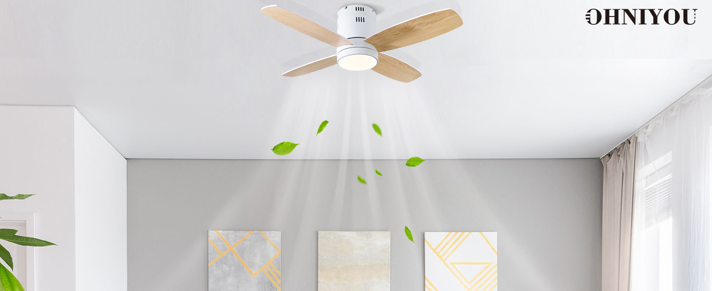 Стеляний вентилятор Ohniyou з підсвіткою та пультом дистанційного керування, 96,5 см (38 дюймів), з керуванням через додаток, тихий, регульований, для спальні, тераси, внутрішнього та зовнішнього використання, білий, сучасний