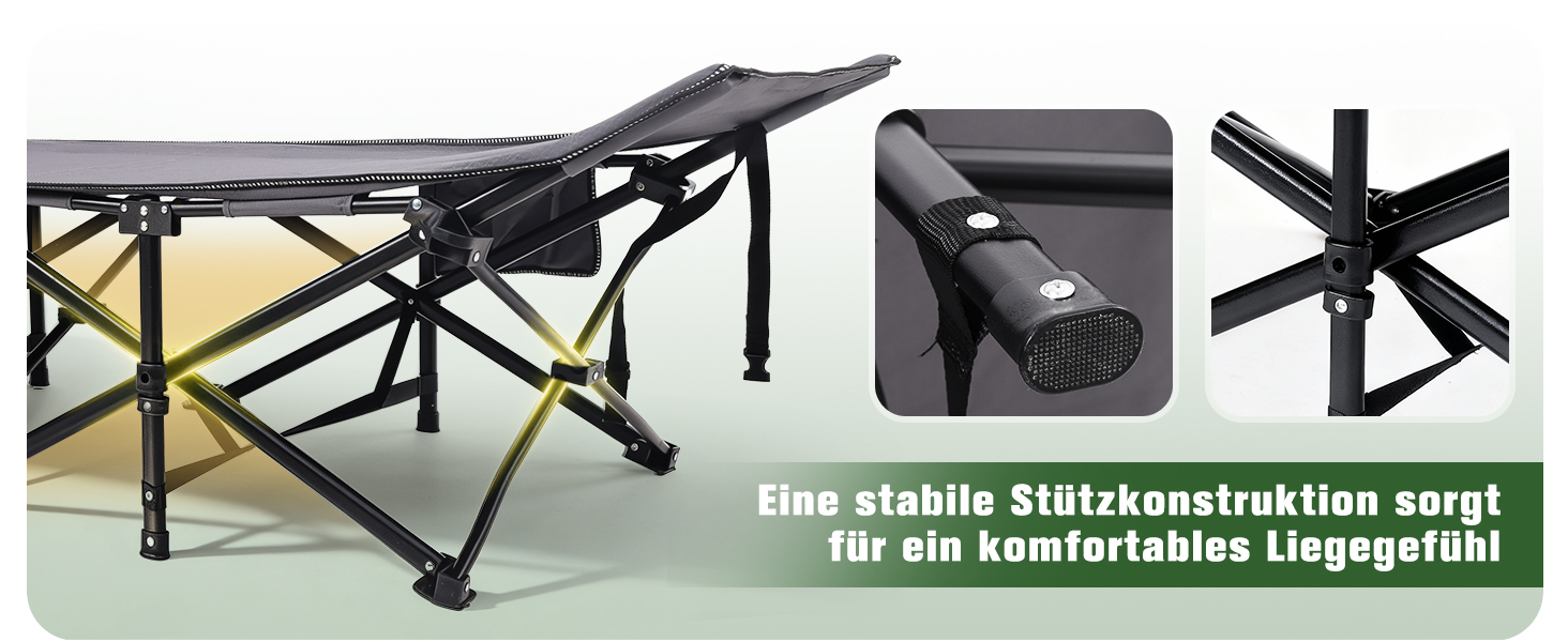 Ліжко кемпінгове розкладне Sekey XXL 190x71x35 см, сталеві труби, Oxford, сіре - для риболовлі та кемпінгу