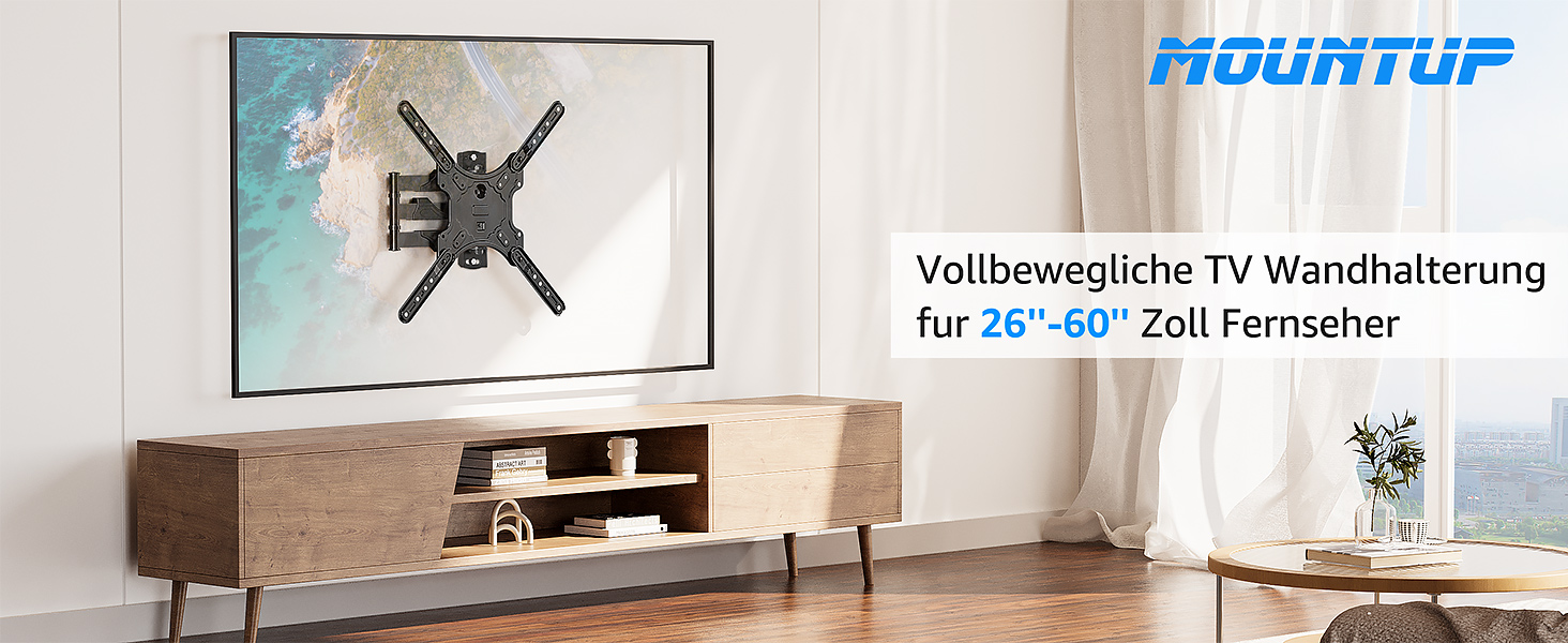 Кріплення для телевізора MOUNTUP EU0079: для LED, LCD, OLED телевізорів 26-60 дюймів, настінне, поворотне, нахильне, до 35 кг, VESA 400x400 мм