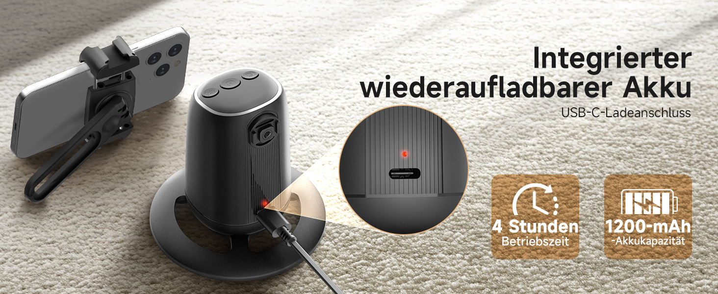 Rollei Easy Creator Desktop: Стабілізатор відео для смартфонів з AI-трекінгом, 360° обертання, вбудований акумулятор, для TikTok Live Streaming