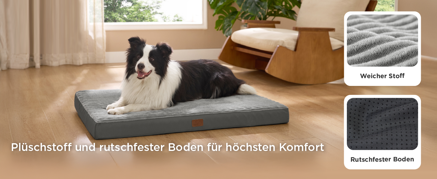 Крісло-ліжко для собак середніх порід BEDSURE - 89x56x7 см. Комфортне килим для собак з антиковзною основою та знімним, пральним чохлом. Матрац для собак з піною 