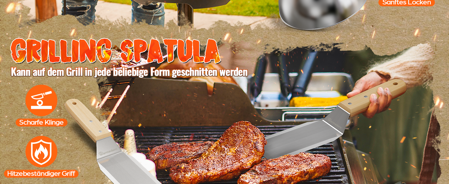 Набір для приготування бургерів Warmodern 3-TLG з нержавіючої сталі: прес 14 см, дзвоник, лопатка | Професійний аксесуар для гриля