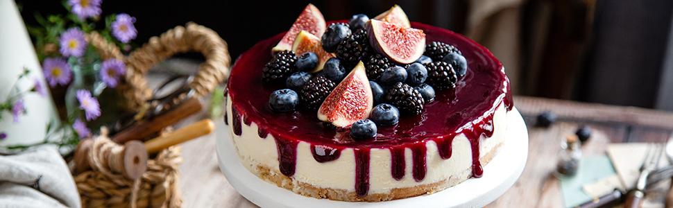 Тортниця Relaxdays з підставкою, Ø 30 см, для сервірування, поворотна, скло та нержавіюча сталь, прозора/срібна