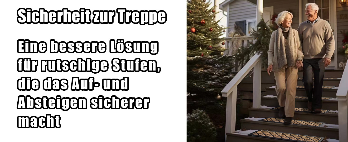 Гумові килимки на сходи зовнішні Aucuda, 6 шт., 76x22 см, сірі, антиковзкі, вологостійкі, теплоізоляційні для вулиці