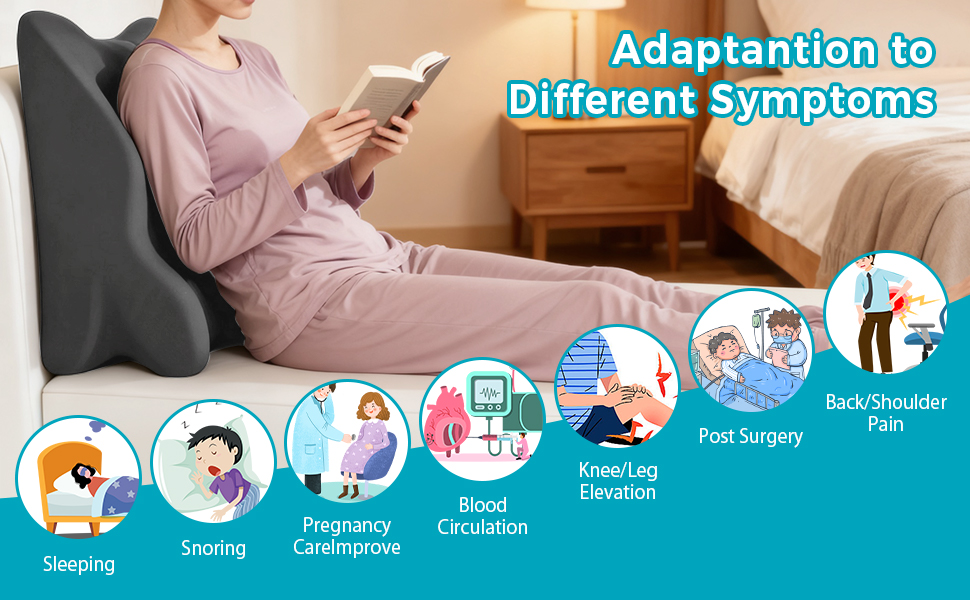Лежак для ліжка та дивану, подушка-клинок, подушка для спини з ефектом пам'яті, ергономічна подушка для підтримки спини, шиї та ніг, для відпочинку, ігор, читання або перегляду телевізора
