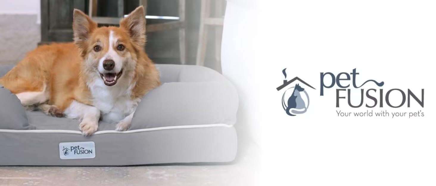 Крісло-лежанка для собак та котів PetFusion Ultimate Memory Foam, сірий колір, 64 x 51 x 14 см