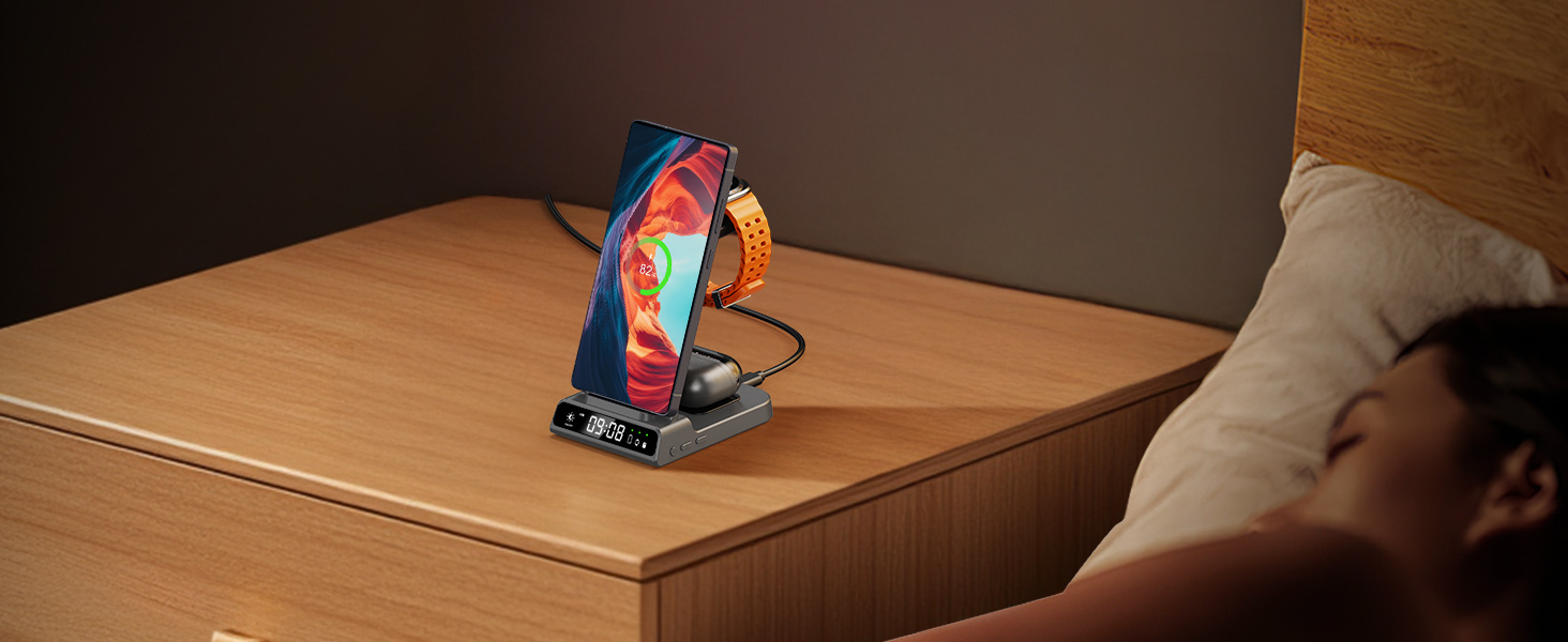 Бездротова зарядка 3-в-1 для Samsung Galaxy S25 Ultra, Watch 8/Ultra/7/6, Buds 3/3 Pro (Tech Grey)