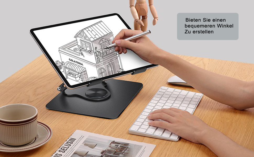 Підставка для ноутбука з регулюванням висоти та поворотним підставою 360°, ергономічна, вентильована, чорна, 10-17 дюймів