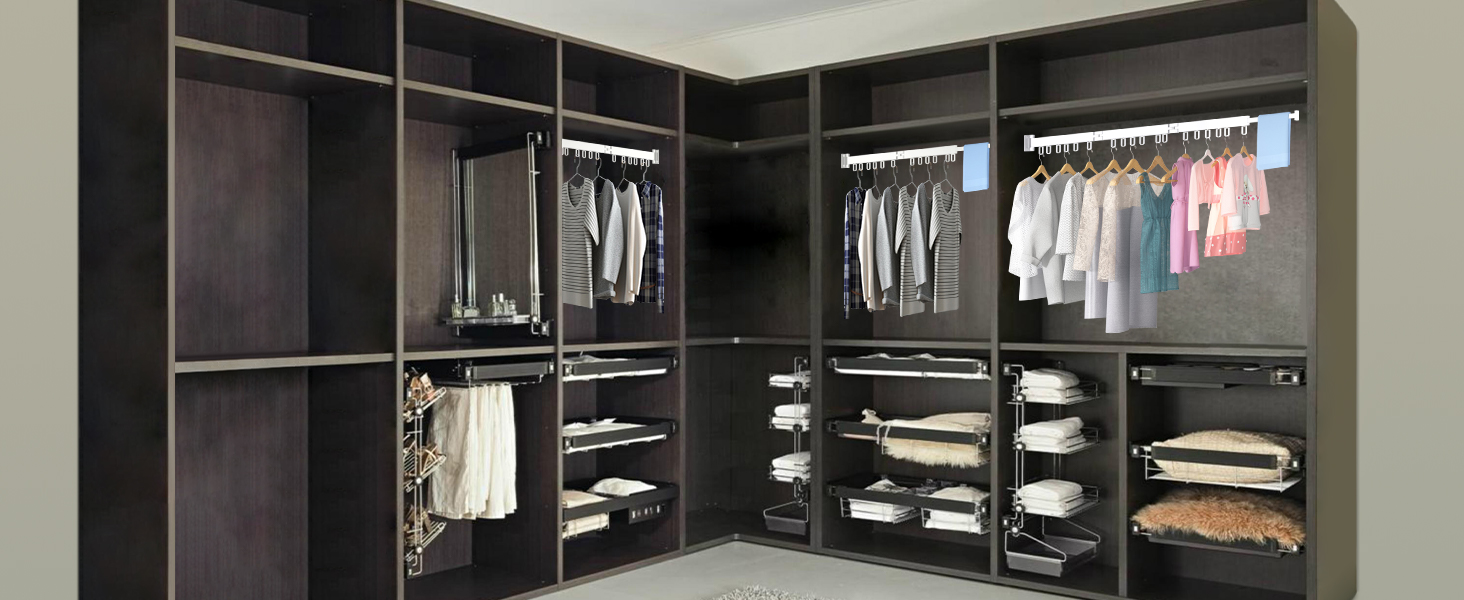 Висувна сушарка для білизни на стіну з гачками. Компактна сушарка для балкона, білизни, ванної кімнати, спальні (Біла, 3 складаних секції)