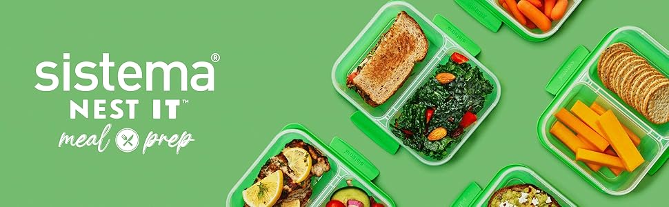 Набір контейнерів для їжі Nest IT Meal Prep | 5 шт., 1.9 л, 3 відділення, зелені
