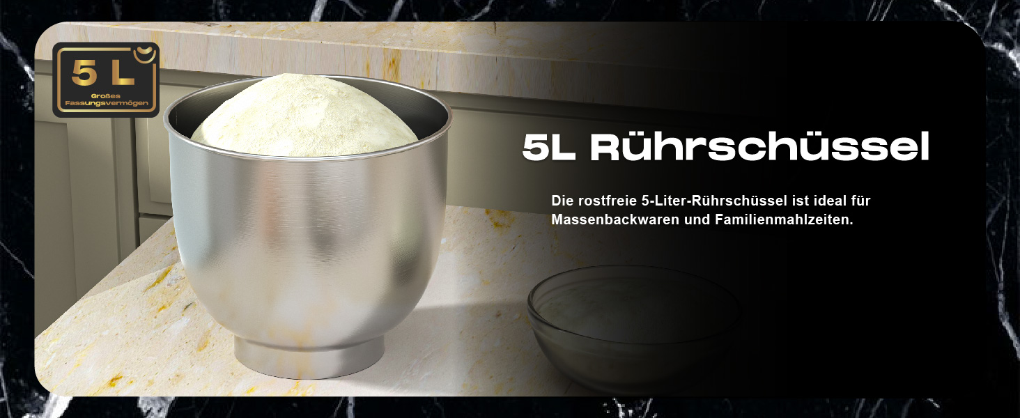 Кухонна машина SUPERLEX 3-в-1: міксер, тістоміс, блендер. 1300W, 5л чаша з нержавіючої сталі, 8 швидкостей, з набором насадок (крюк, вінчик, вінчик для збивання), захист від бризок. Для приготування тіста, випічки та десертів.