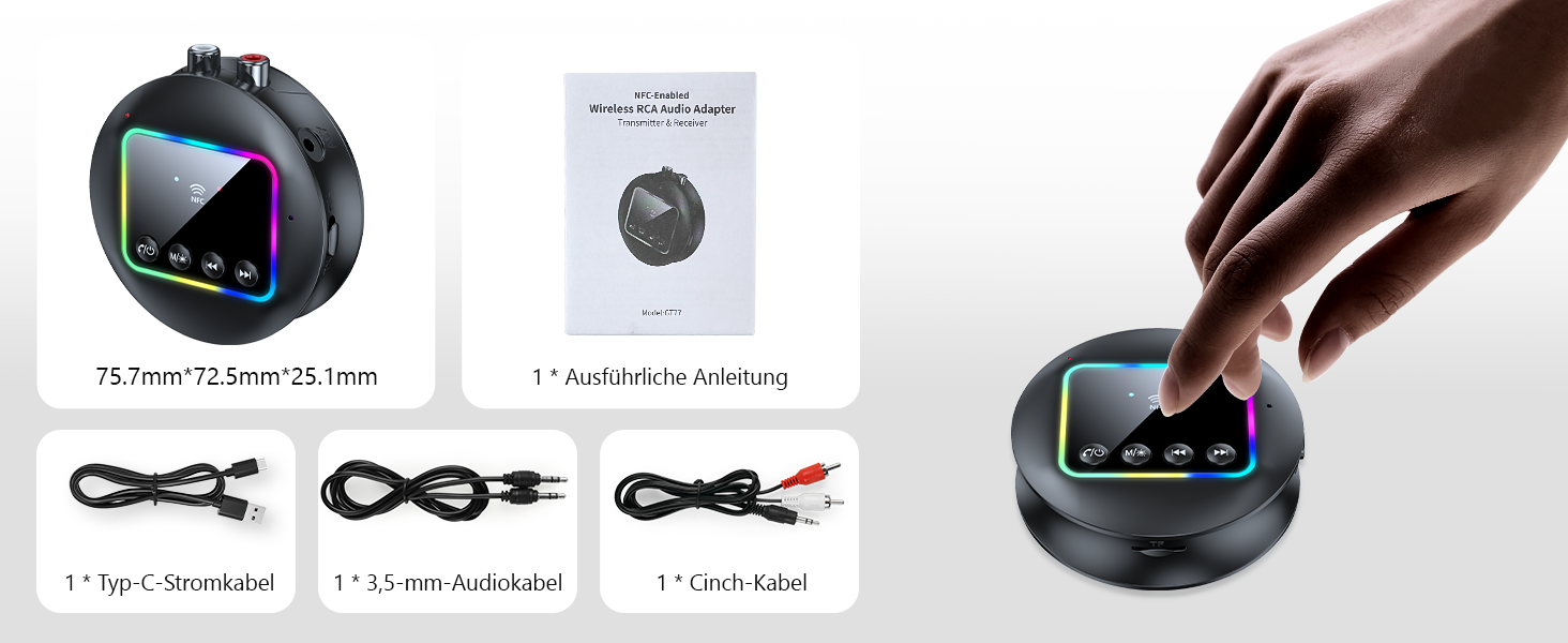 Bluetooth 5.4 Передавач/Приймач AXFEE: HiFi звук, 2-в-1, 3.5mm RCA для дому, авто, TV, навушників