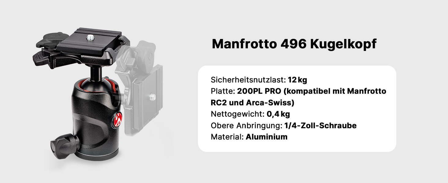 Штатив Manfrotto Befree GT XPRO з алюмінієвою головкою 496, Twist Lock, для DSLR та беззеркальних камер з довгими об'єктивами, макрозйомка