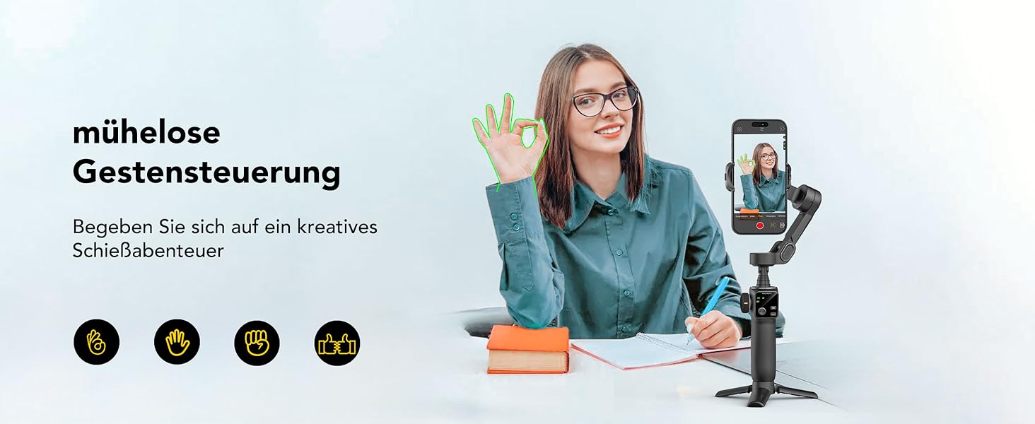 Стабілізатор для телефону Smart V8 Black з 3-осьовою стабілізацією та 7.8-дюймовою штангою, AI-трекінг, OLED-дисплей, кнопка зйомки