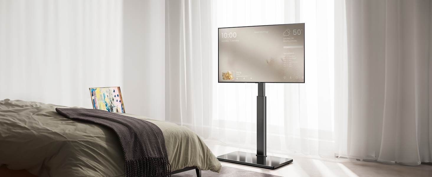 AOKCOS Adjustable TV Stand Base - Tilting & Swivel, Height 1350mm, for 32-70 inch TVs, VESA 400x400, 40kg Max Load (White/Black)