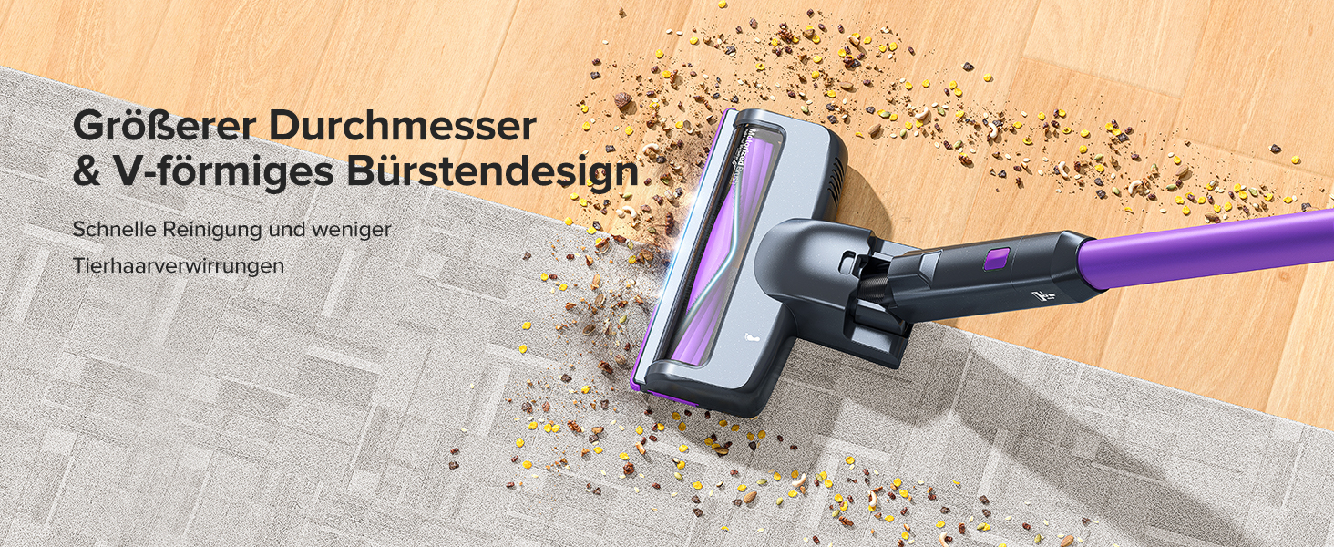 Потужний акумуляторний бездротовий пилосос Lubluelu – 50 хвилин роботи, щітка Anti-Tangle, 2 фільтри, ідеальний для твердих поверхонь, килимів та шерсті тварин, фіолетовий
