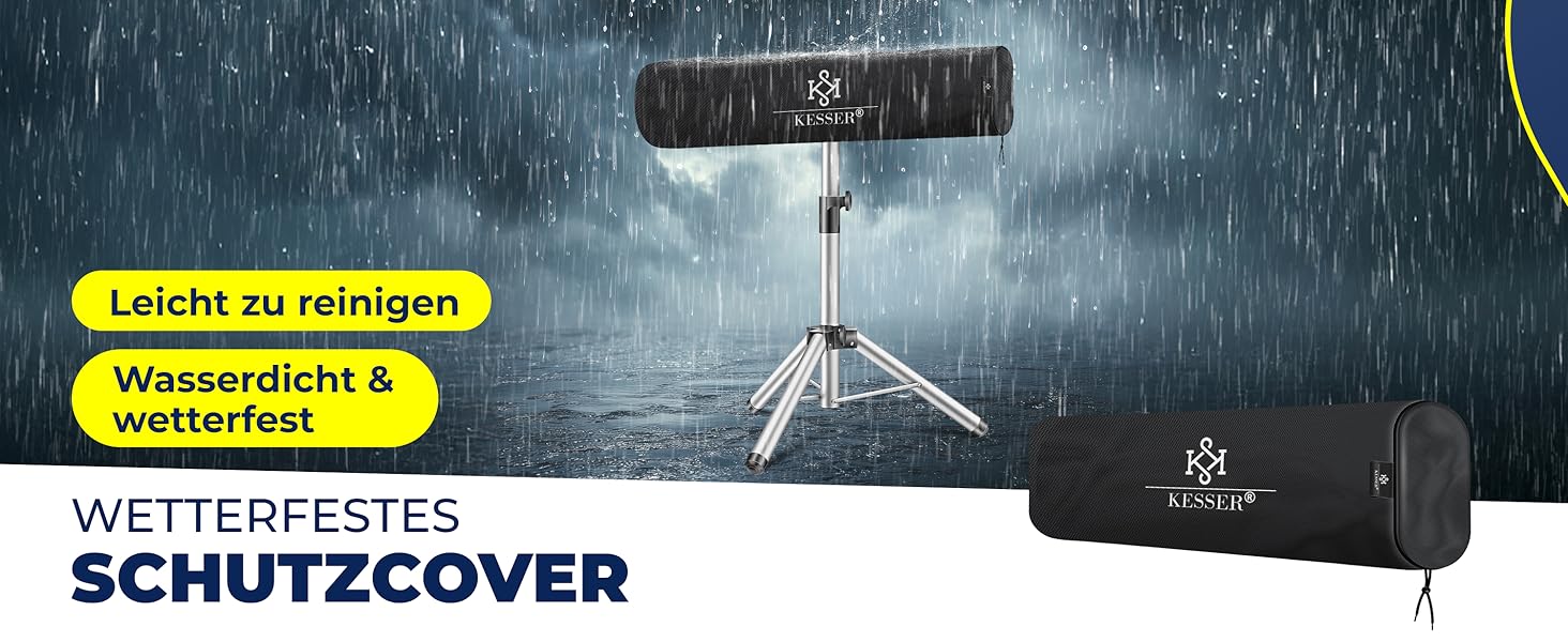 Інфрачервовий обігрівач KESSER® 2500W з пультком та захисним чохлом, телескопічна стійка, для тераси та вітальні