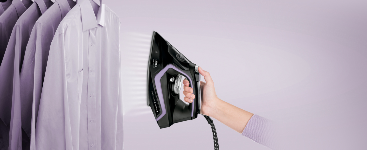 Праска дорожня Ufesa PV0500, 1100W, з нержавіючою підошвою, подвійне живлення 110-230V, з розкладним ручками
