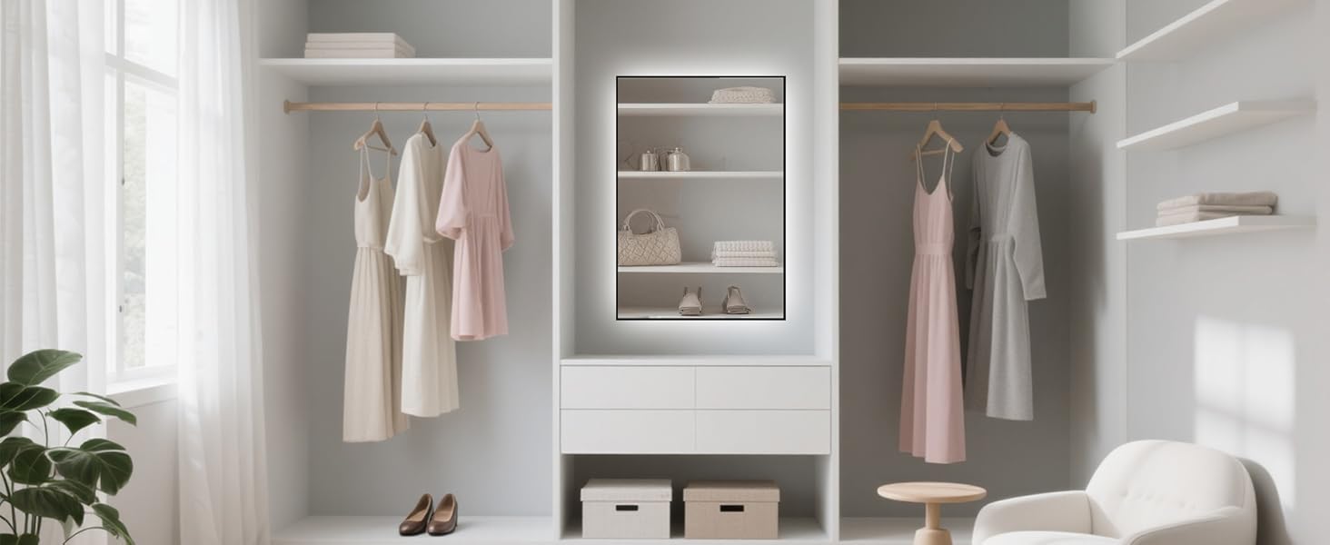 LED дзеркало для ванної кімнати 45x65 см з підсвічуванням, IP54, 6500K, прямокутне, енергозберігаюче, біле