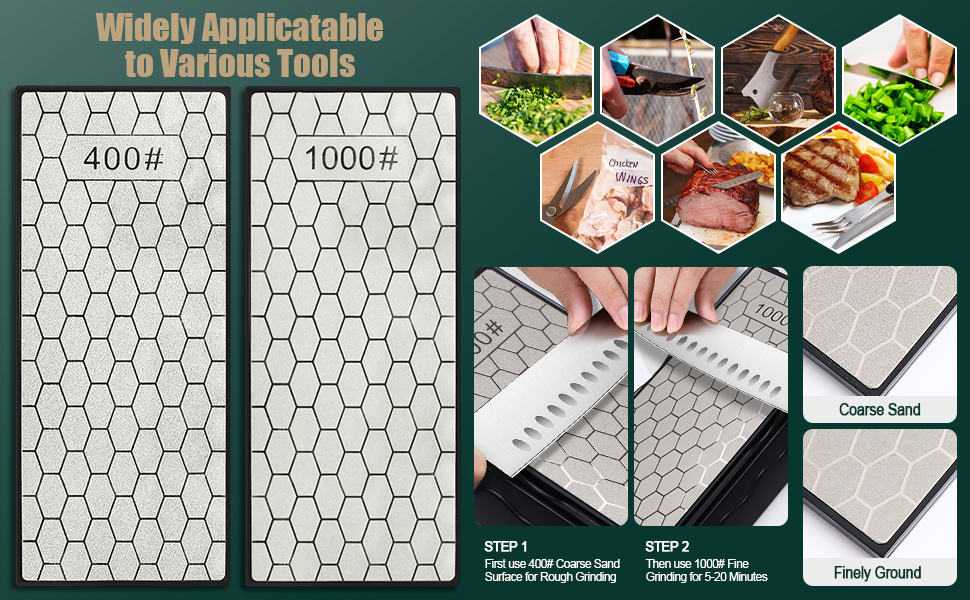 Двостороння алмазна точилка Kalolary 400/1000 для ножів, ножниць, кухонних та туристичних інструментів