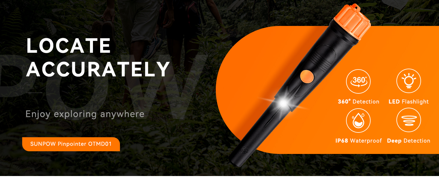 Металодетектор SUNPOW для дітей - водонепроникний, з LCD-дисплеєм, 3 режими, регульована ручка, IP68, чорний