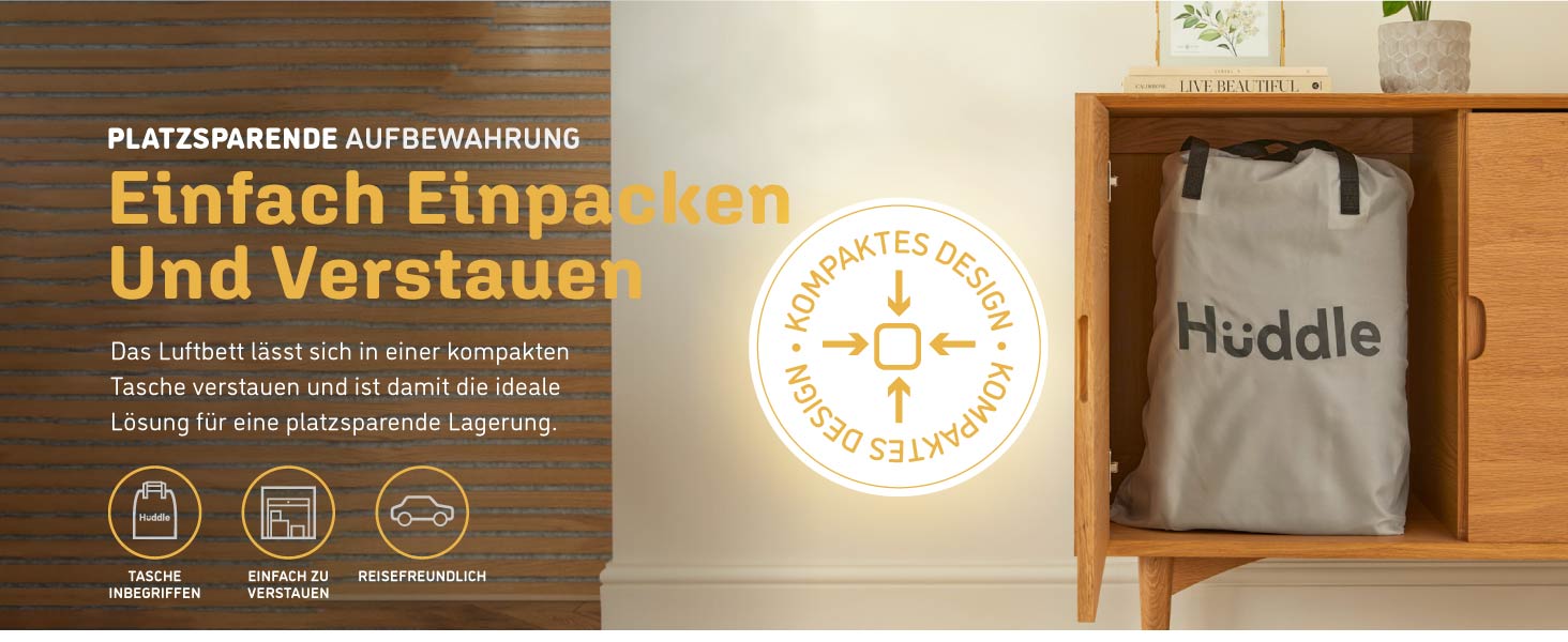 Huddle® Luxury Never Deflate - Надувна Матрац Single з Dual-Pump SlumberGuard™ | З Інтегрованою Помпою | Преміум Якість